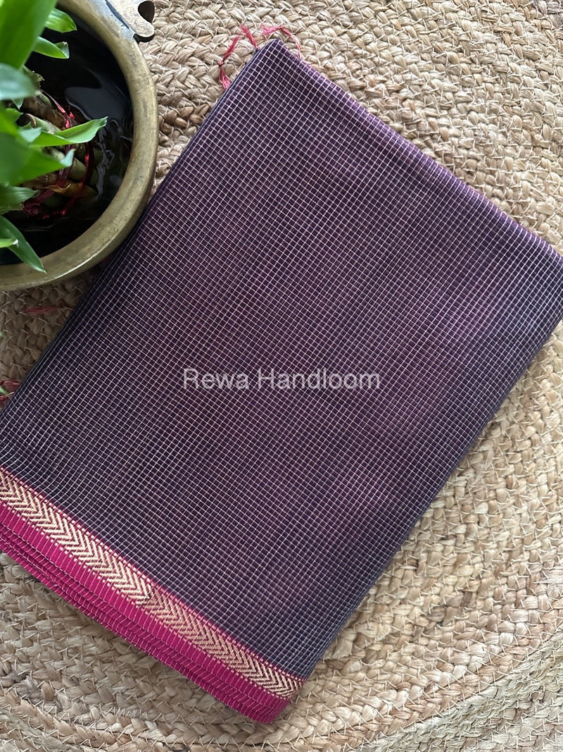 Maheshwari Ink Blue Tissue Silk Saree TCB0041