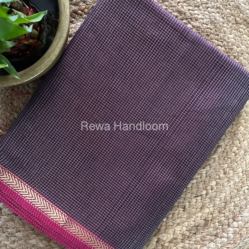 Maheshwari Ink Blue Tissue Silk Saree TCB0041