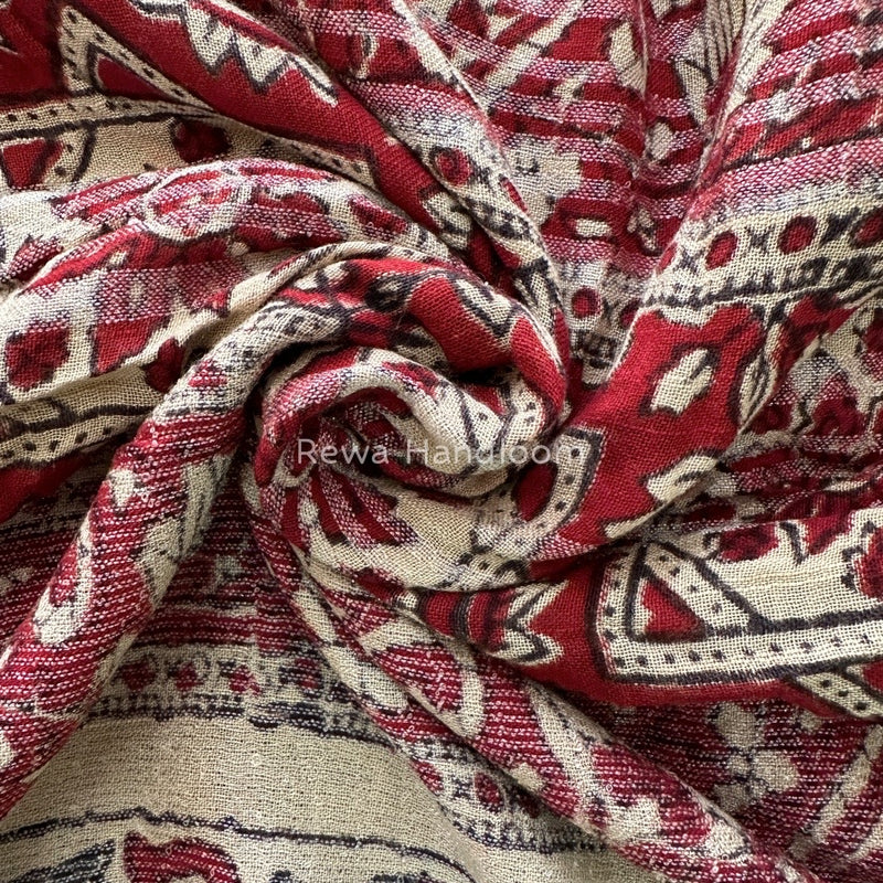 Beige-Maroon Cotton Linen Saree LS013