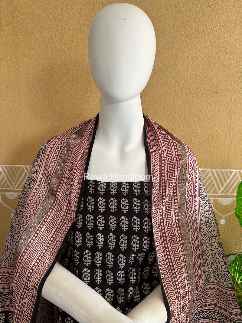 Maheshwari Black-White Bagh Print Suit BSP0224