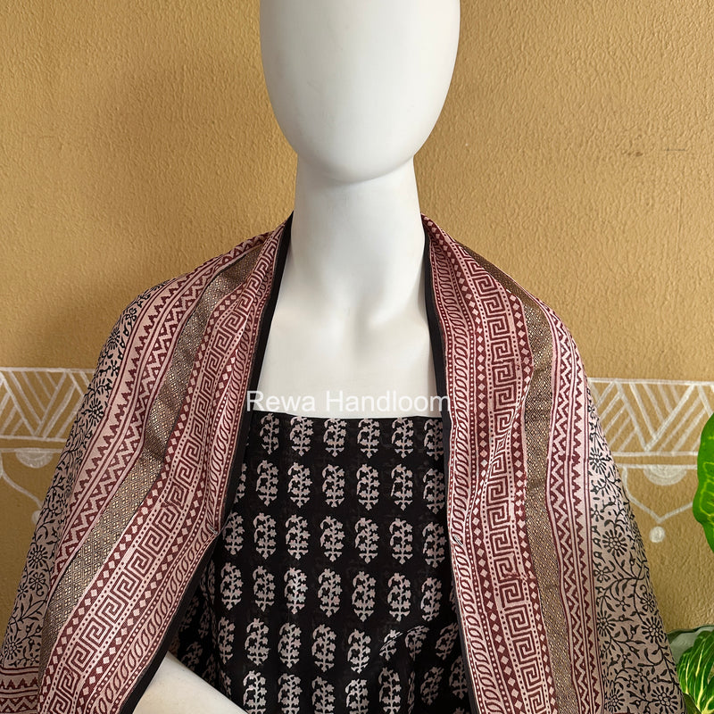Maheshwari Black-White Bagh Print Suit BSP0224