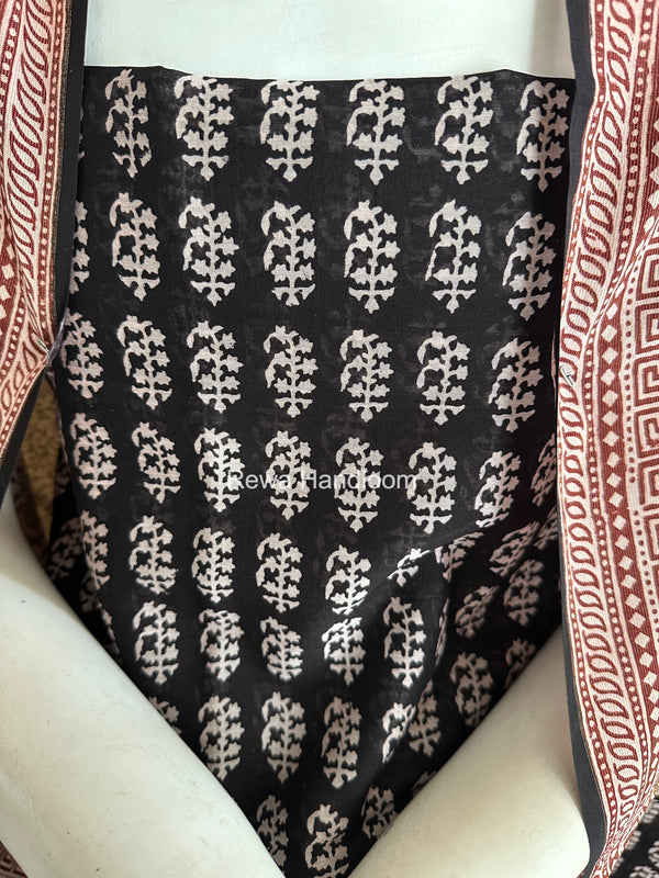 Maheshwari Black-White Bagh Print Suit BSP0224