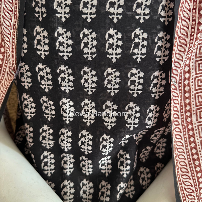 Maheshwari Black-White Bagh Print Suit BSP0224