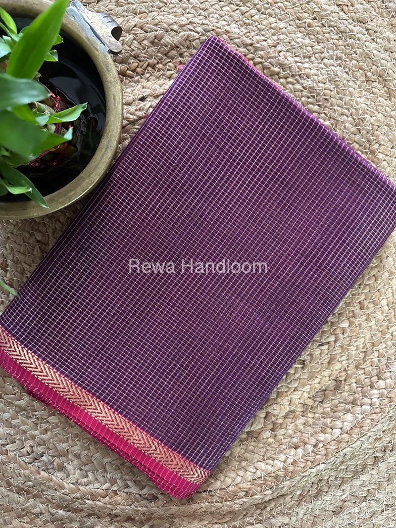 Maheshwari Purple Tissue Silk Saree TCB0040