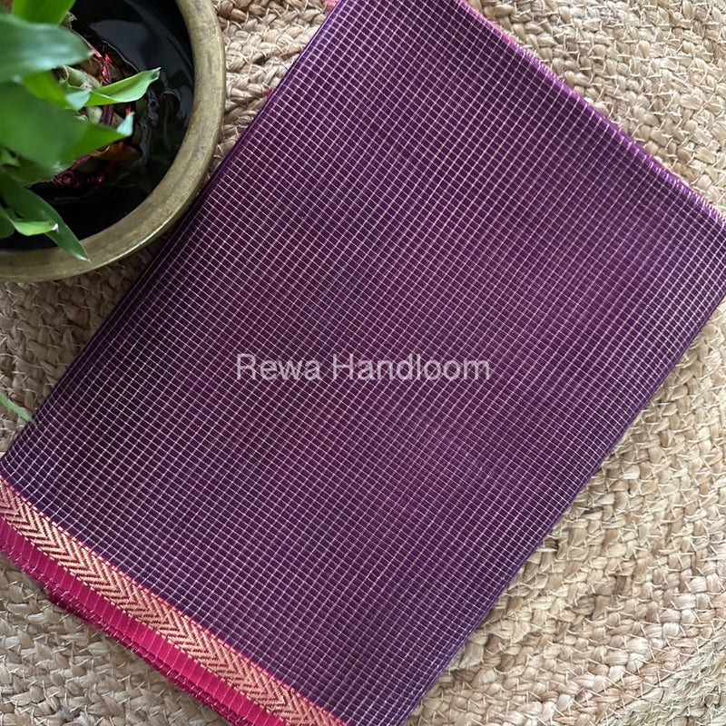 Maheshwari Purple Tissue Silk Saree TCB0040