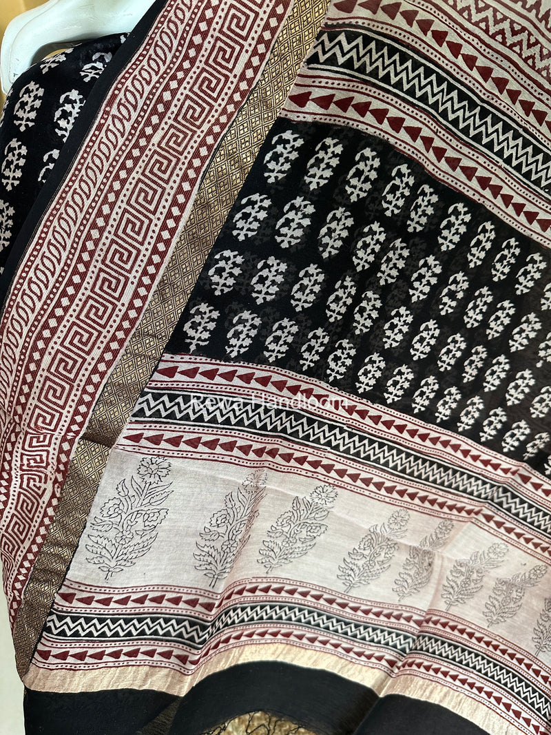 Maheshwari Black-White Bagh Print Suit BSP0224