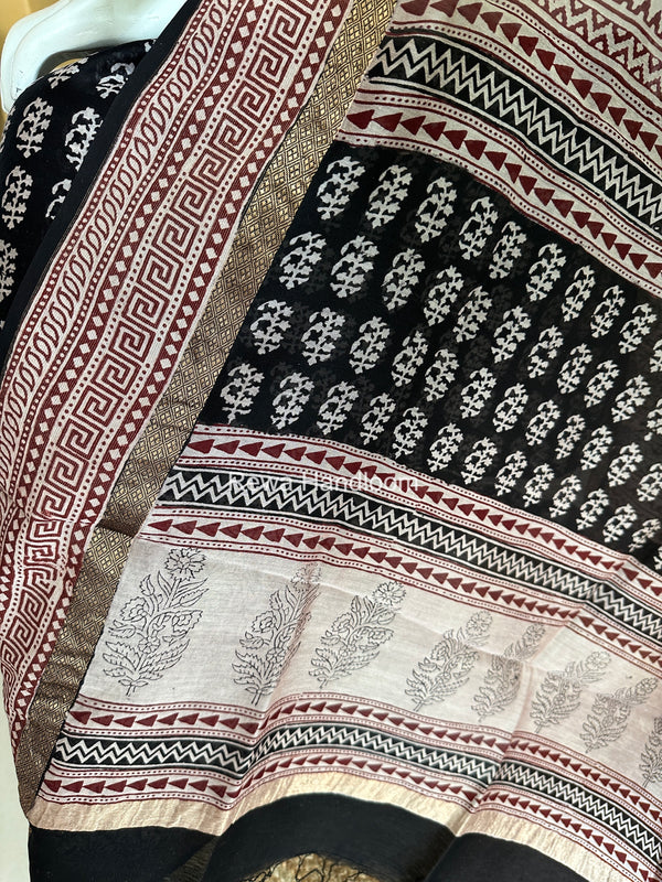 Maheshwari Black-White Bagh Print Suit BSP0224