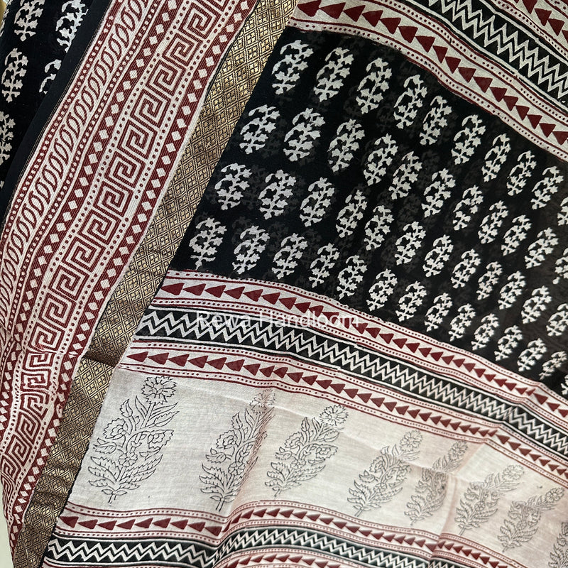 Maheshwari Black-White Bagh Print Suit BSP0224