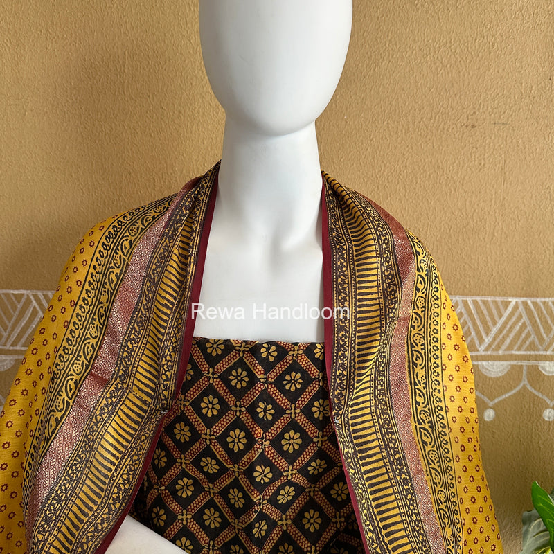 Maheshwari Black-Yellow Bagh Print Suit BSP0218