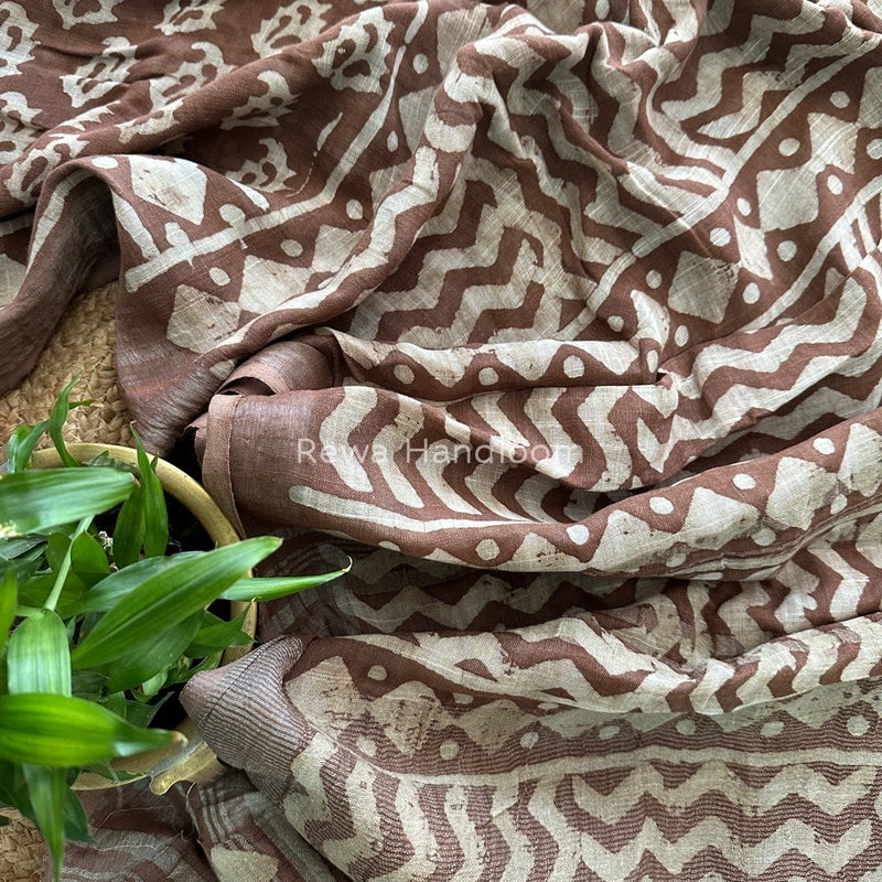 Brown Cotton Linen Saree LS011