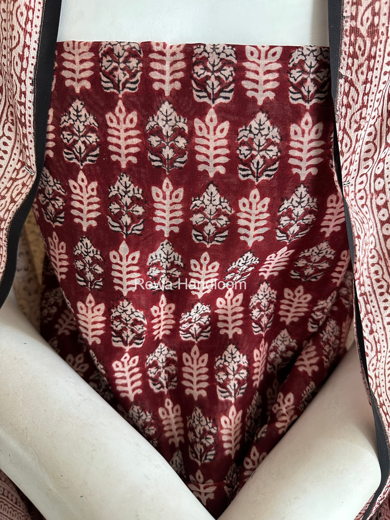 Maheshwari Red-White Bagh Print Suit BSP0219