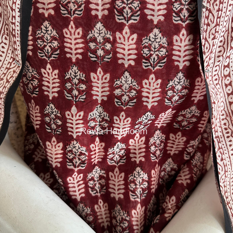 Maheshwari Red-White Bagh Print Suit BSP0219