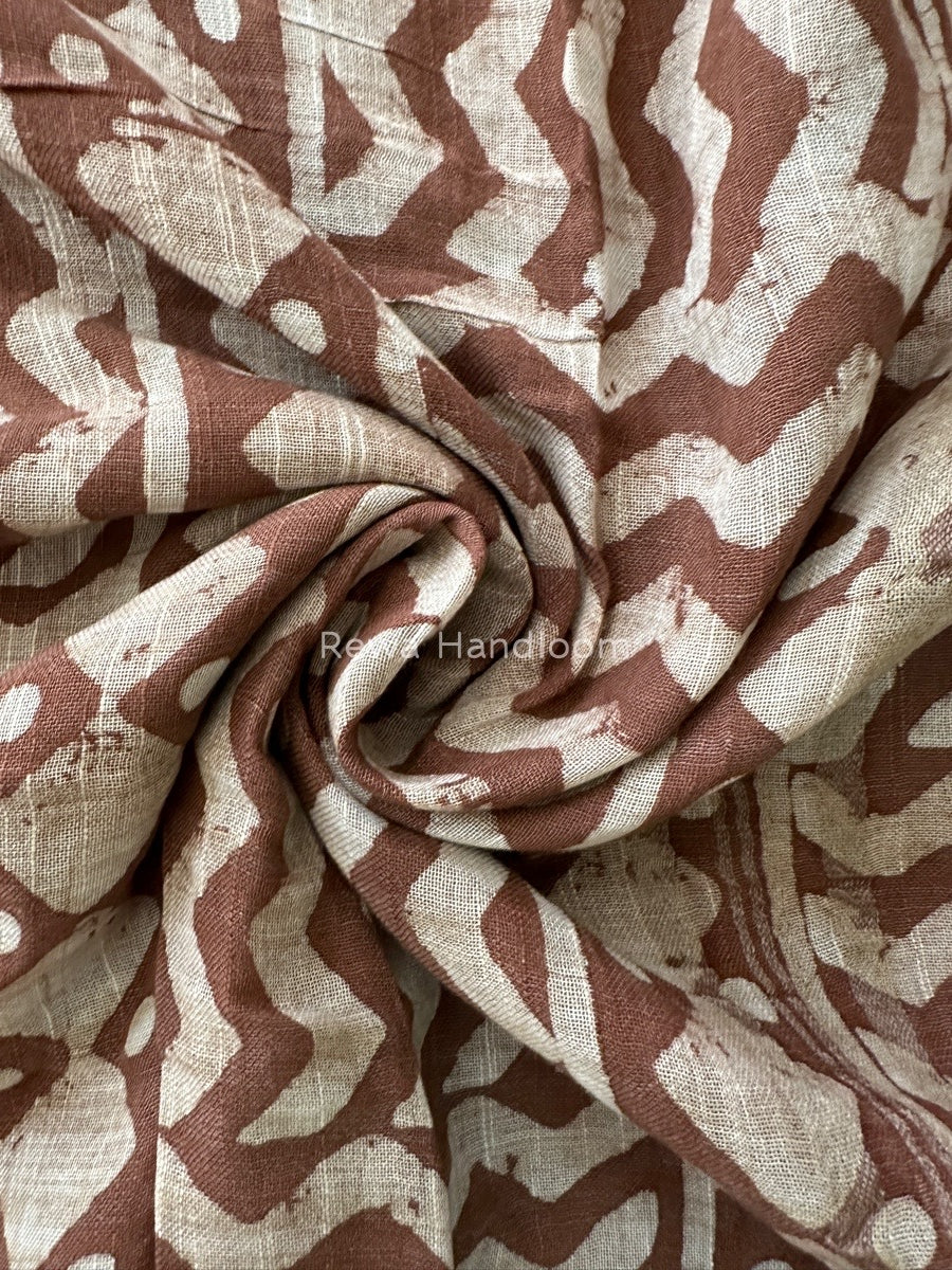 Brown Cotton Linen Saree LS011