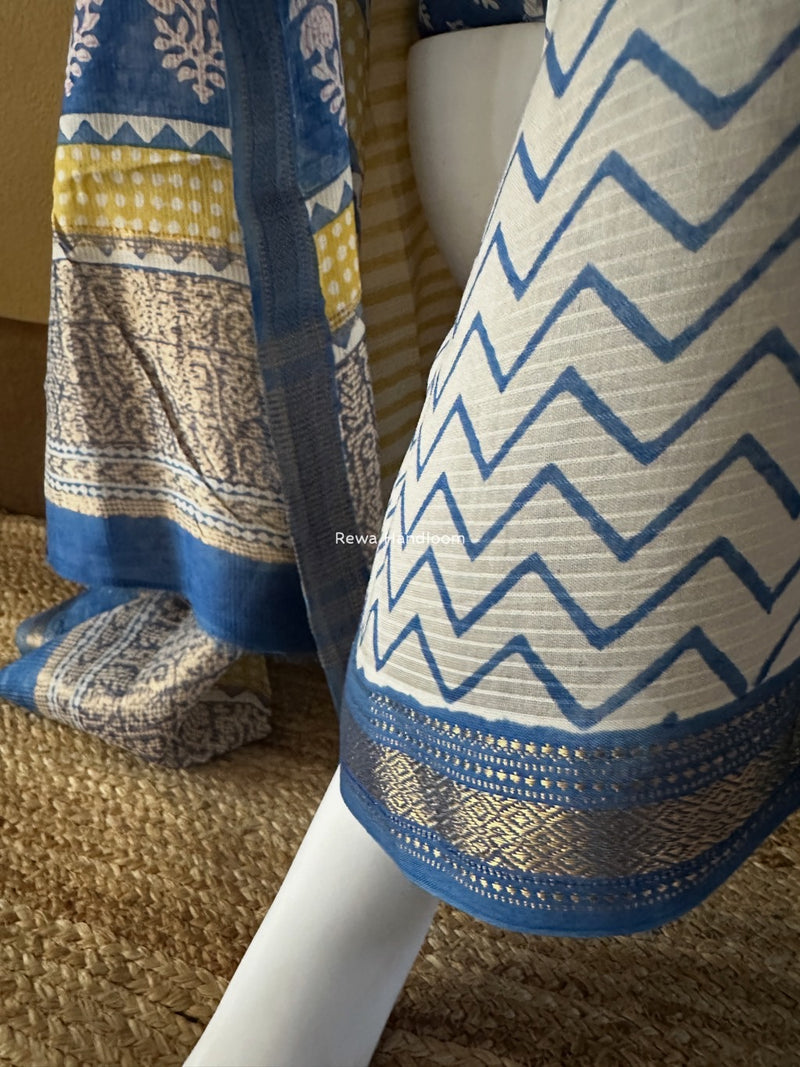 Maheshwari Bagh Indigo Print Suit
