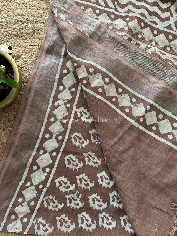 Brown Cotton Linen Saree LS03