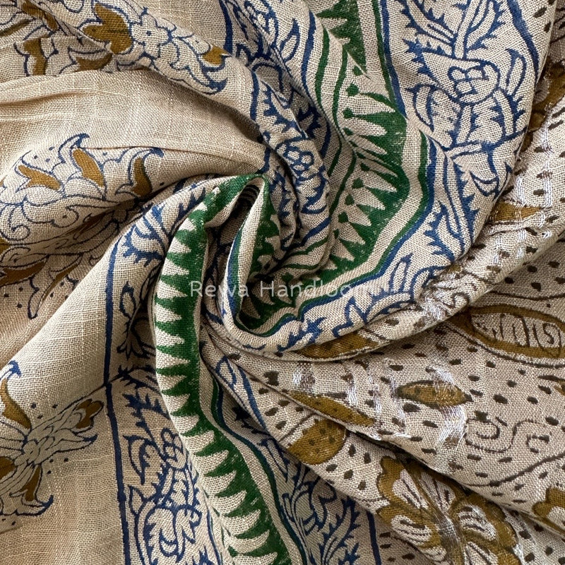Beige Cotton Linen Saree LS08