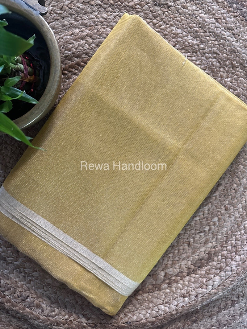 Maheshwari Yellow Tissue Silk Saree TCB0027