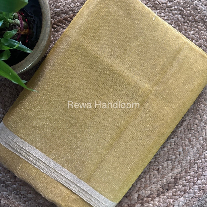 Maheshwari Yellow Tissue Silk Saree TCB0027