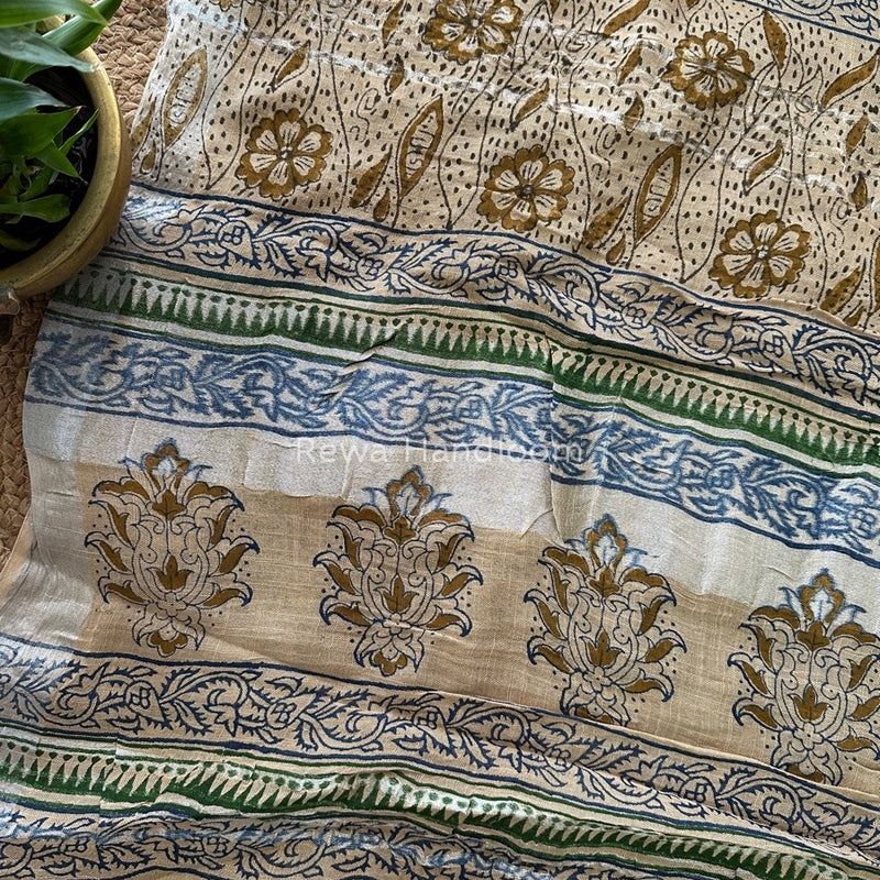Beige Cotton Linen Saree LS08