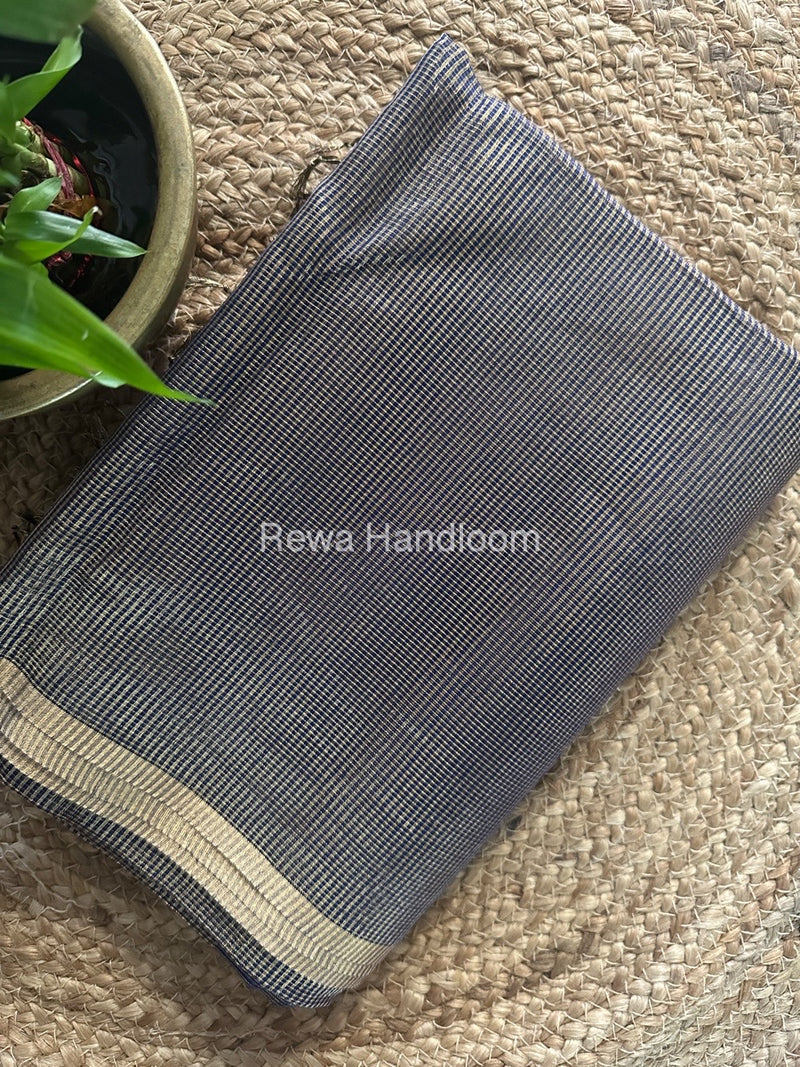 Maheshwari Blue Tissue Silk Saree TCB0035