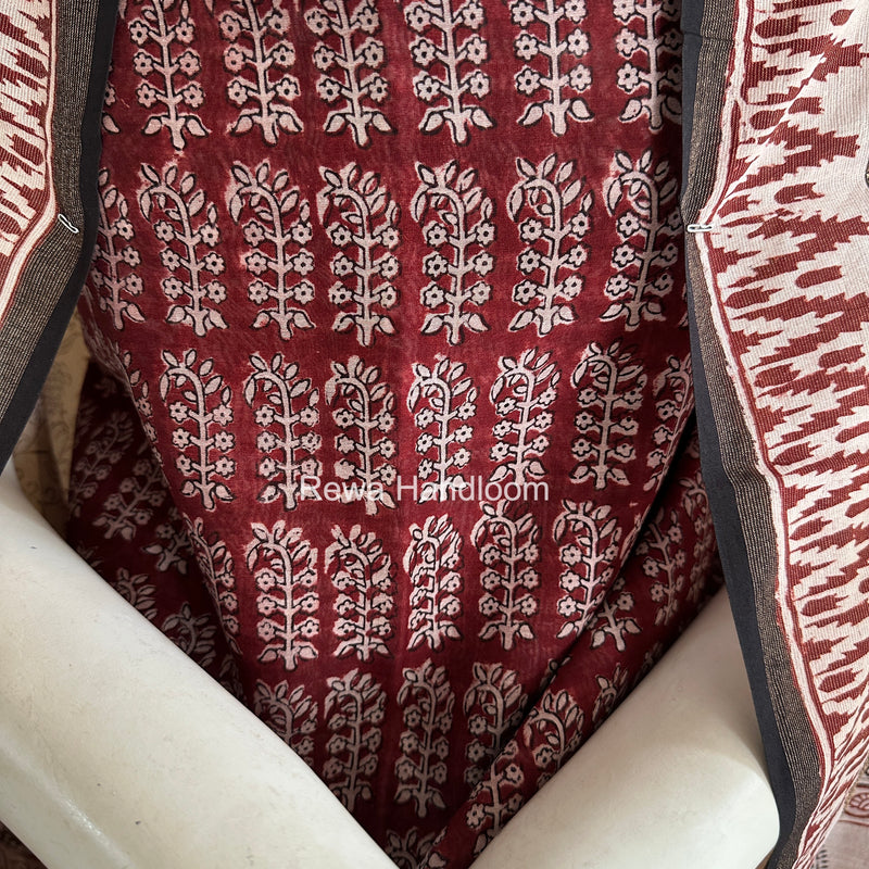 Maheshwari Red-White Bagh Print Suit BSP0231
