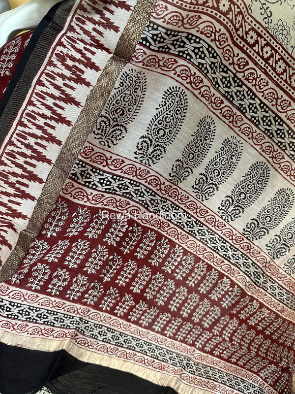 Maheshwari Red-White Bagh Print Suit BSP0231