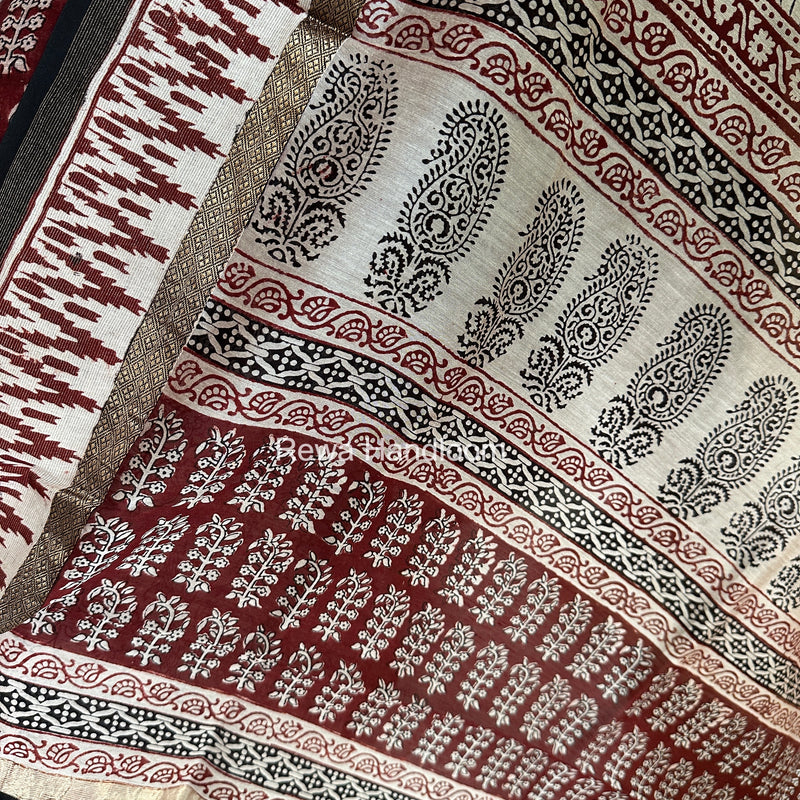 Maheshwari Red-White Bagh Print Suit BSP0231