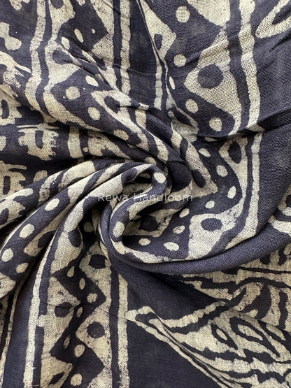 Blue Cotton Linen Saree LS01