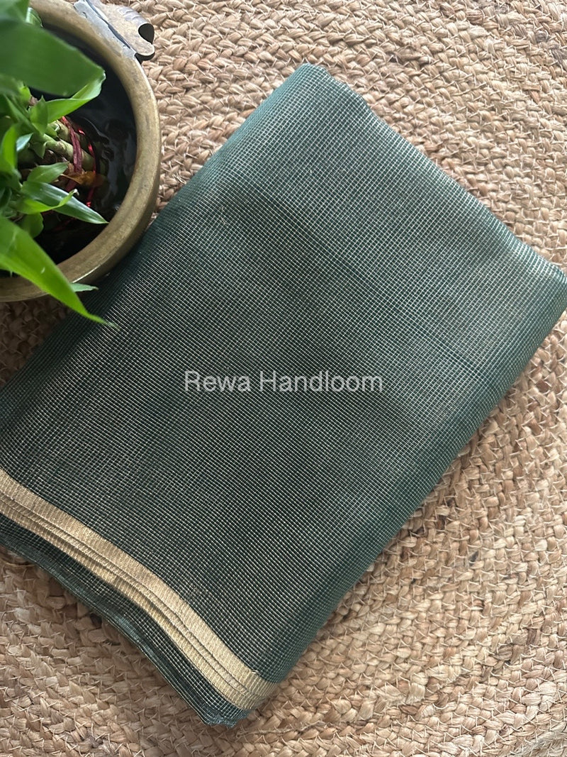 Maheshwari Bottle Green Tissue Silk Saree TCB0033