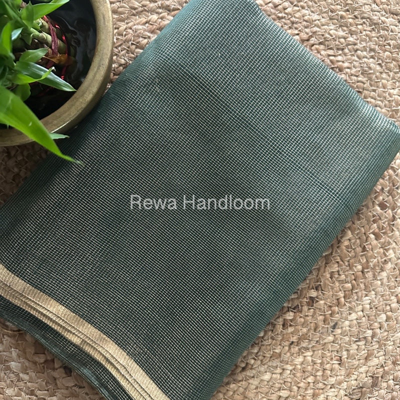 Maheshwari Bottle Green Tissue Silk Saree TCB0033