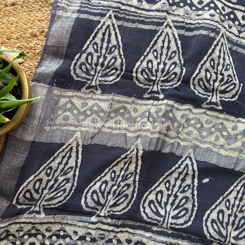 Blue Cotton Linen Saree LS01