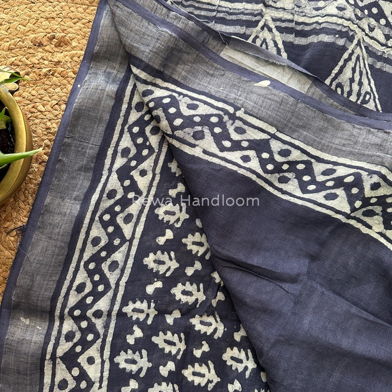 Blue Cotton Linen Saree LS01