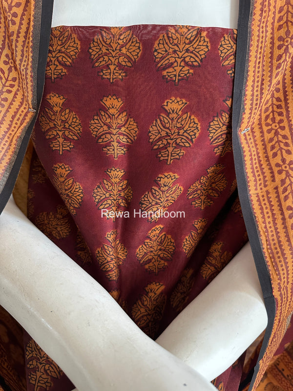 Maheshwari Maroon-Light Brown Bagh Print Suit BSP0225