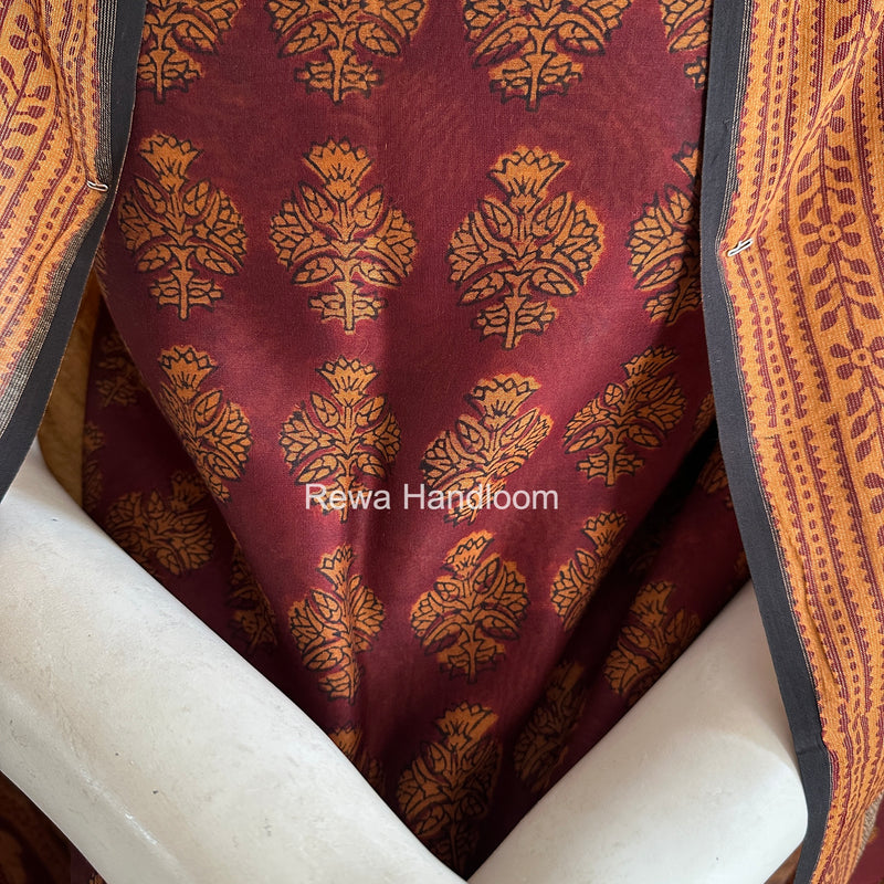 Maheshwari Maroon-Light Brown Bagh Print Suit BSP0225