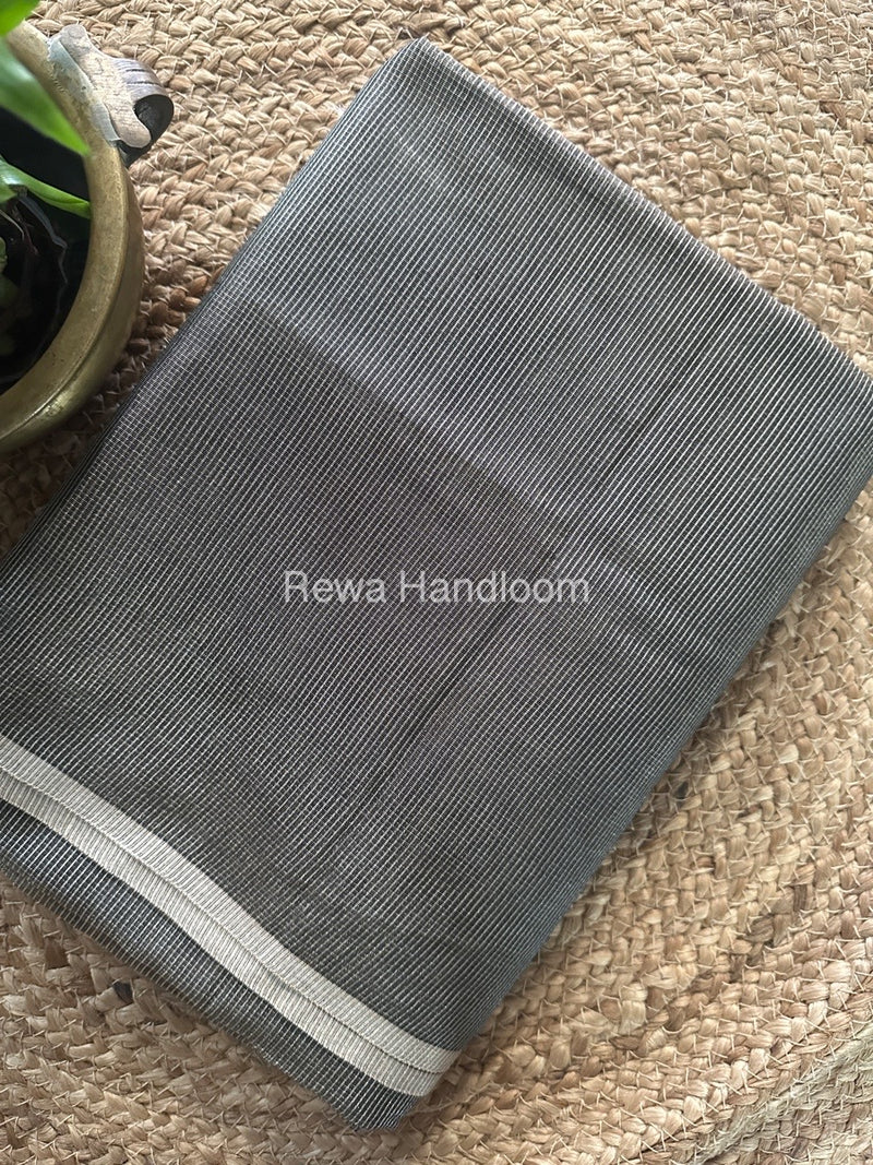 Maheshwari Black Tissue Silk Saree TCB0031