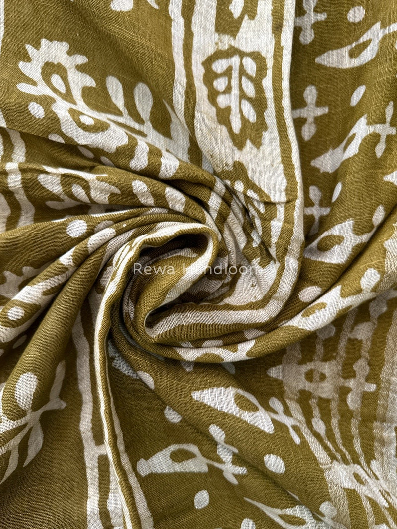 Green Cotton Linen Saree LS09