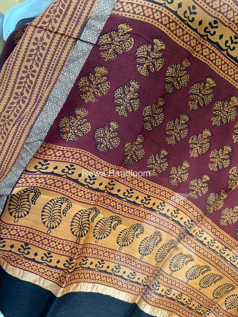 Maheshwari Maroon-Light Brown Bagh Print Suit BSP0225
