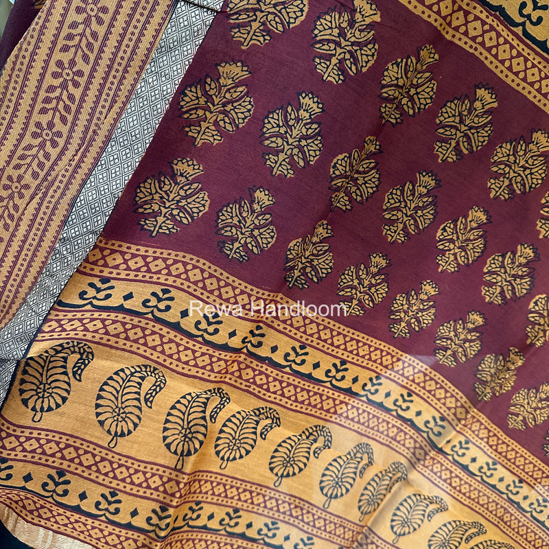 Maheshwari Maroon-Light Brown Bagh Print Suit BSP0225