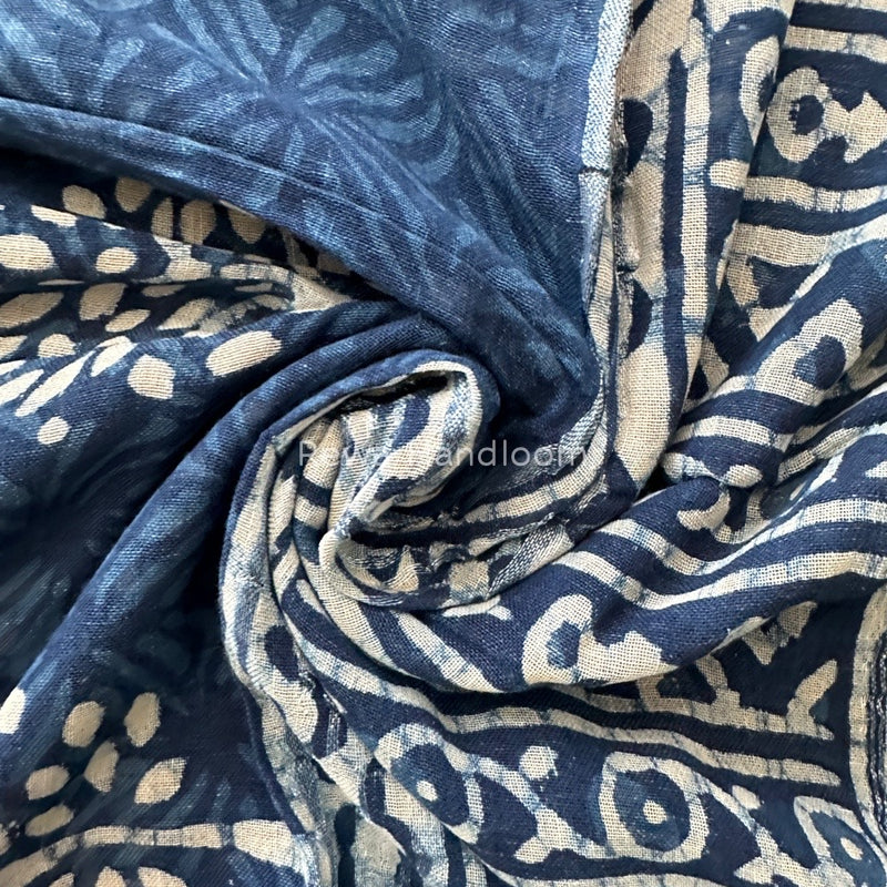 Blue Cotton Linen Saree LS014