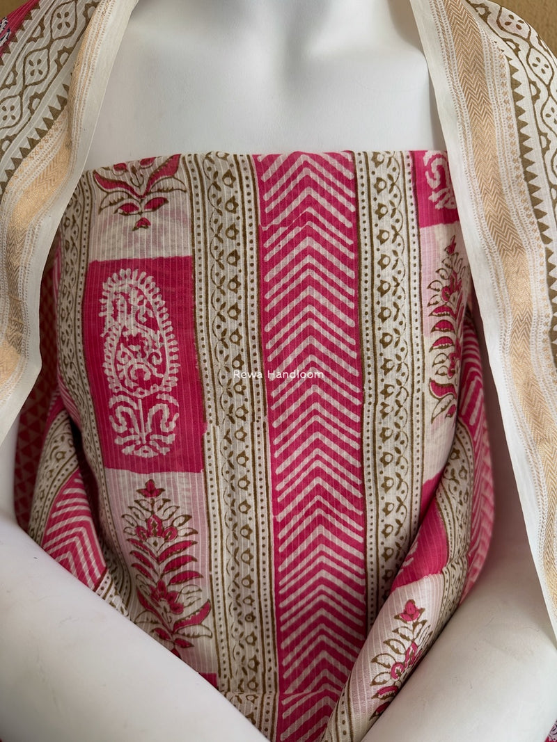 Maheshwari Pink Bagh Indigo Print Suit MBIS15