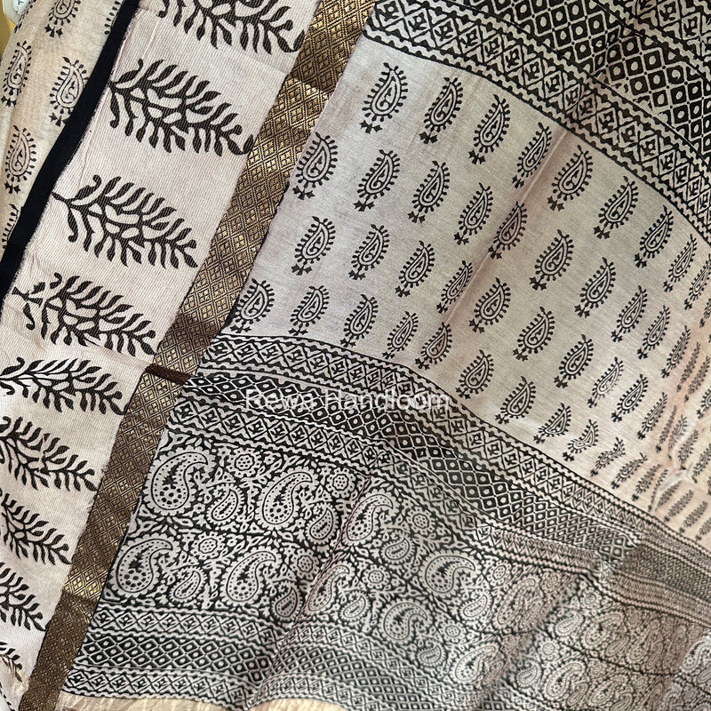 Maheshwari White-Black Bagh Print Suit BSP0220