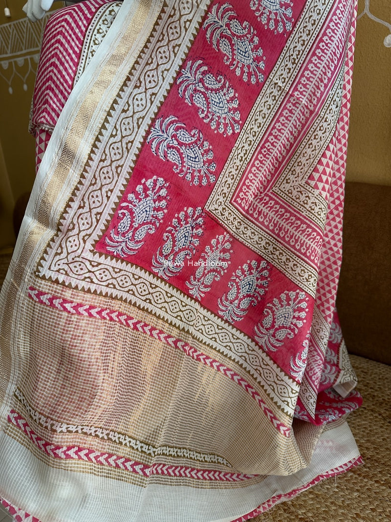 Maheshwari Pink Bagh Indigo Print Suit MBIS15