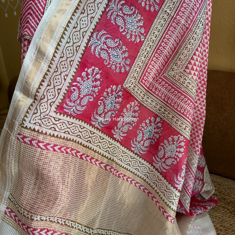 Maheshwari Pink Bagh Indigo Print Suit MBIS15