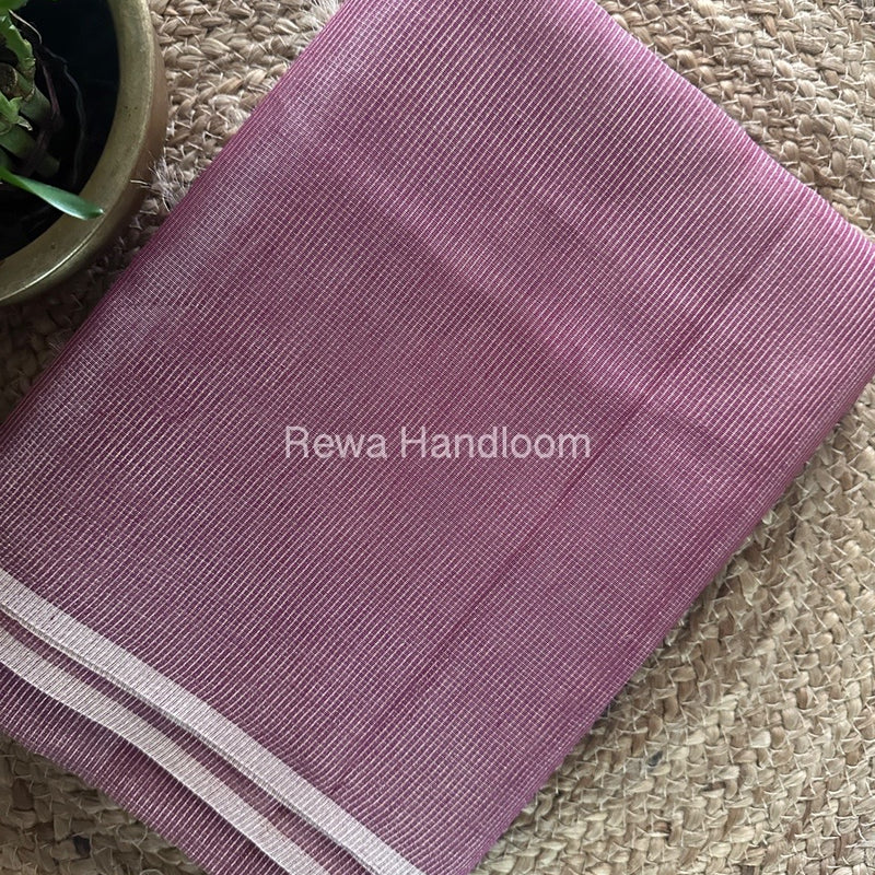 Maheshwari Dark Onion Pink Tissue Silk Saree TCB0030