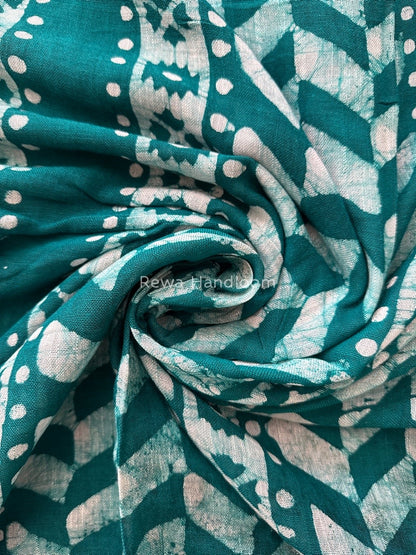 Green Cotton Linen Saree LS04