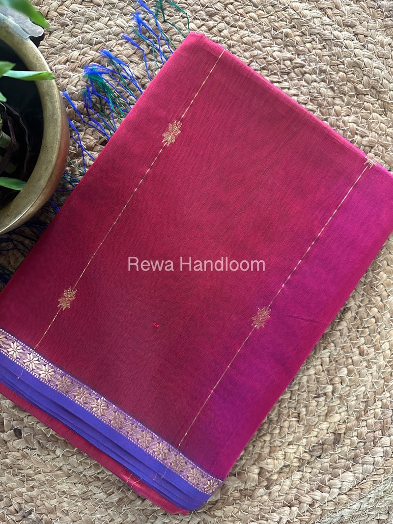 Magenta Zari Butti Maheshwari Saree SBS048