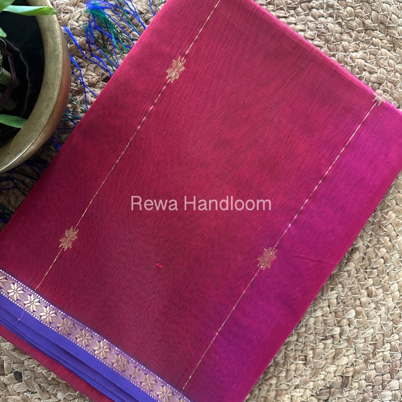 Magenta Zari Butti Maheshwari Saree SBS048
