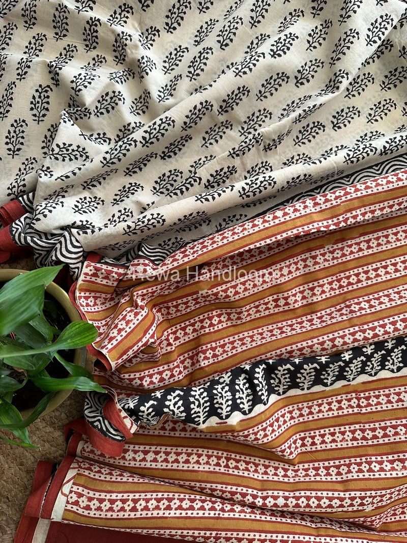 Cream Cotton Printed Saree CS012