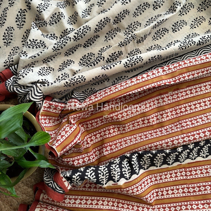 Cream Cotton Printed Saree CS012