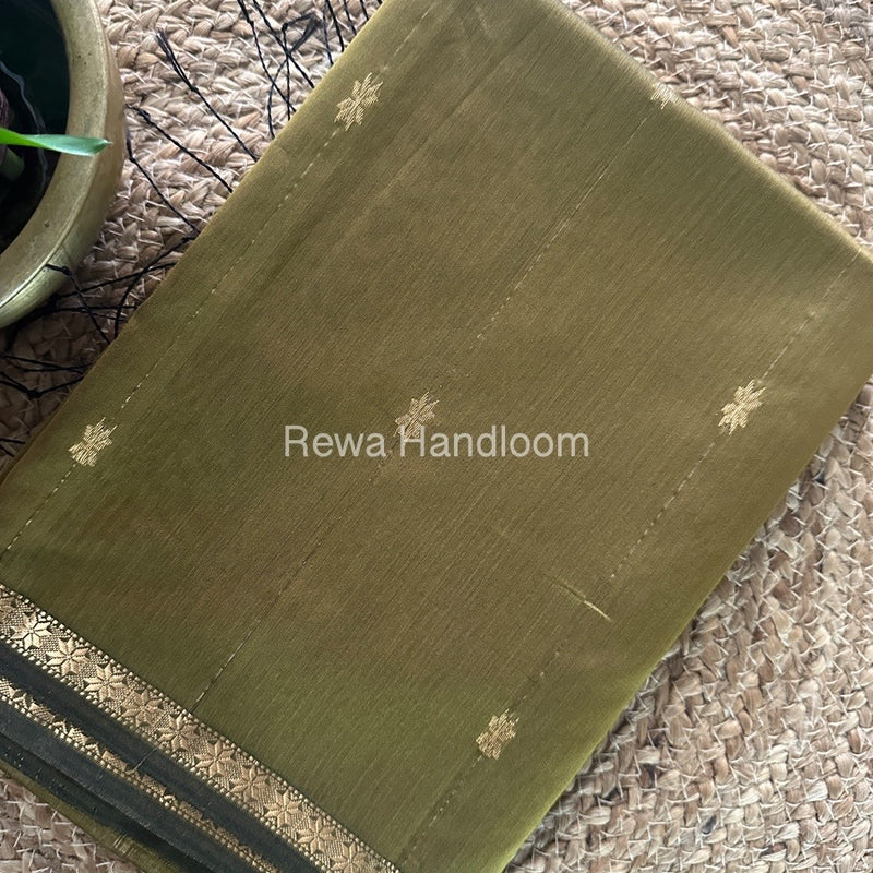 Mehendi Green Zari Butti Maheshwari Saree SBS050